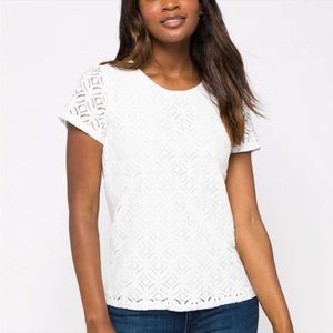 Market & Spruce Hans Crochet Lace Front Mixed Material Top L BNWT